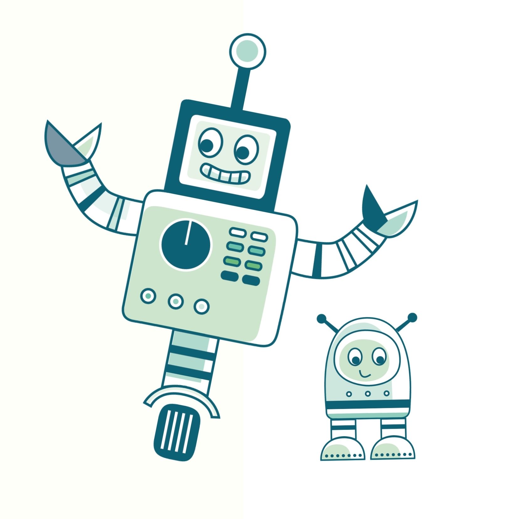 Illustration, Gruppe aus Robotern